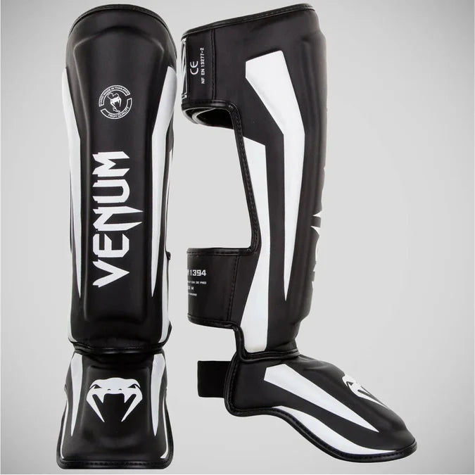 Venum Elite Shin Guards Black/White