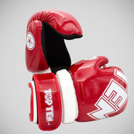 Top Ten Glossy Block Pointfighter Gloves Red/White