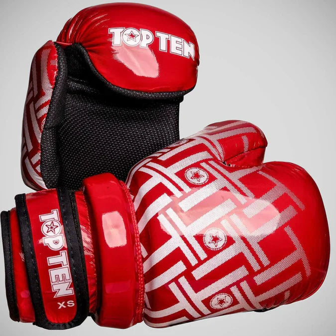 Top Ten Superlight Glossy Prism Pointfighting Gloves Red