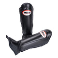 Twins Leather Double Padded Shin Guards Black