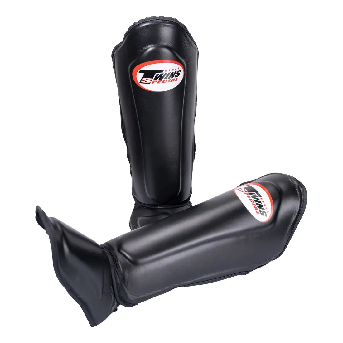 Twins Leather Double Padded Shin Guards Black
