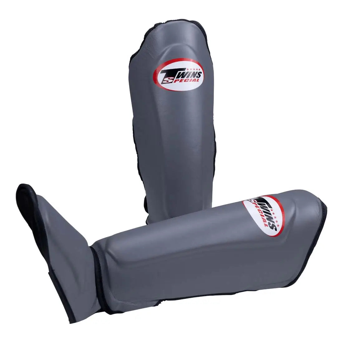 Twins Leather Double Padded Shin Guards Grey