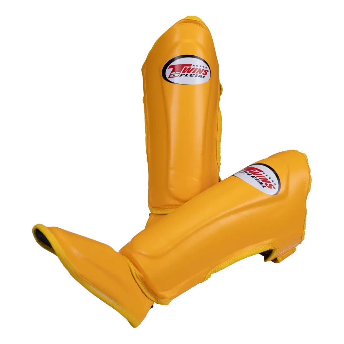Twins Leather Double Padded Shin Guards Yellow