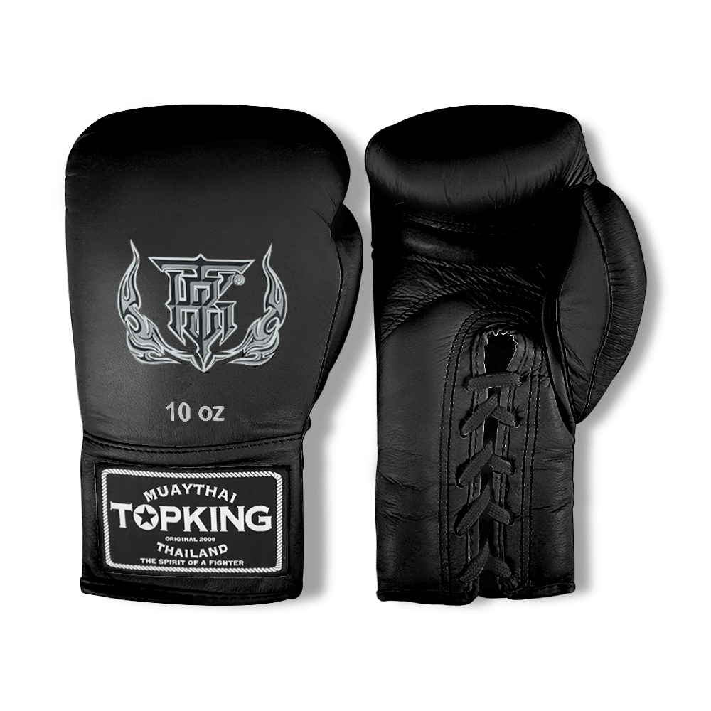 Top King Pro Lace Up Boxing Gloves TKBGPL Black