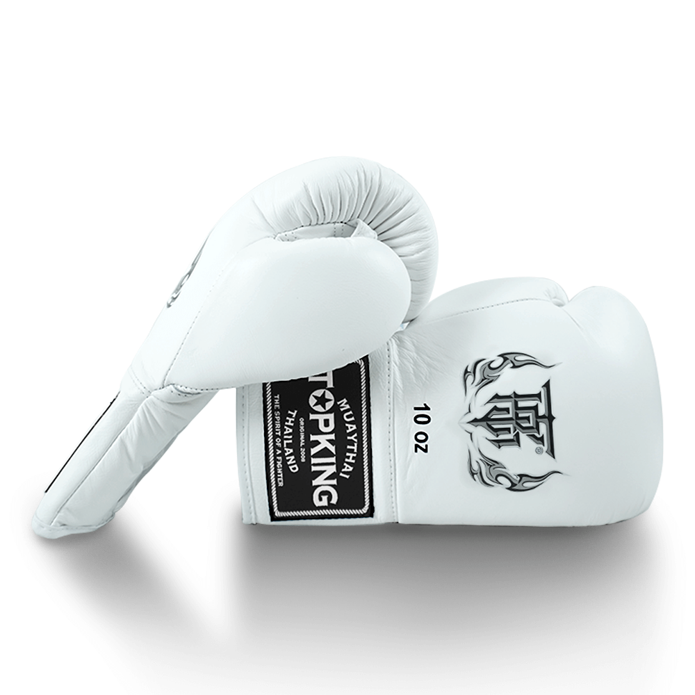 Top King Pro Lace Up Boxing Gloves TKBGPL White