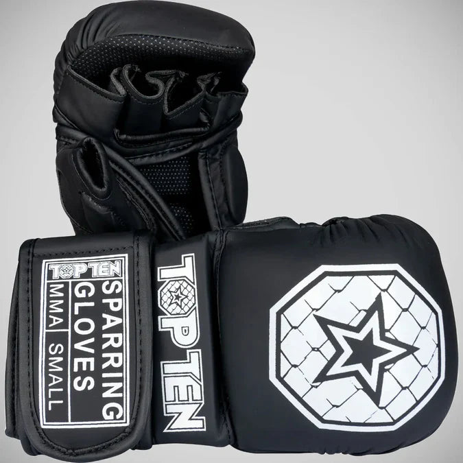 Top Ten Contender MMA Sparring Gloves Black/Silver