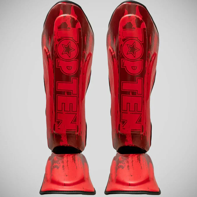 Top Ten Power Ink Golden Star Shin/Instep Guards Red