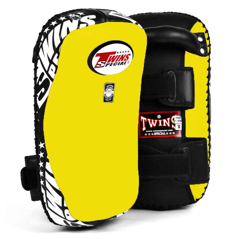 Twins Leather Thai Kick Pads Yellow