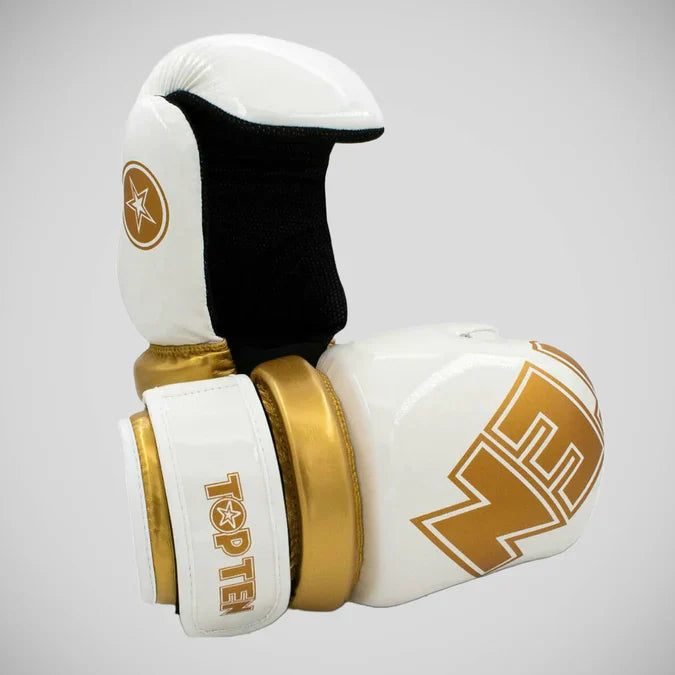 Top Ten Glossy Block Pointfighter Gloves White/Gold