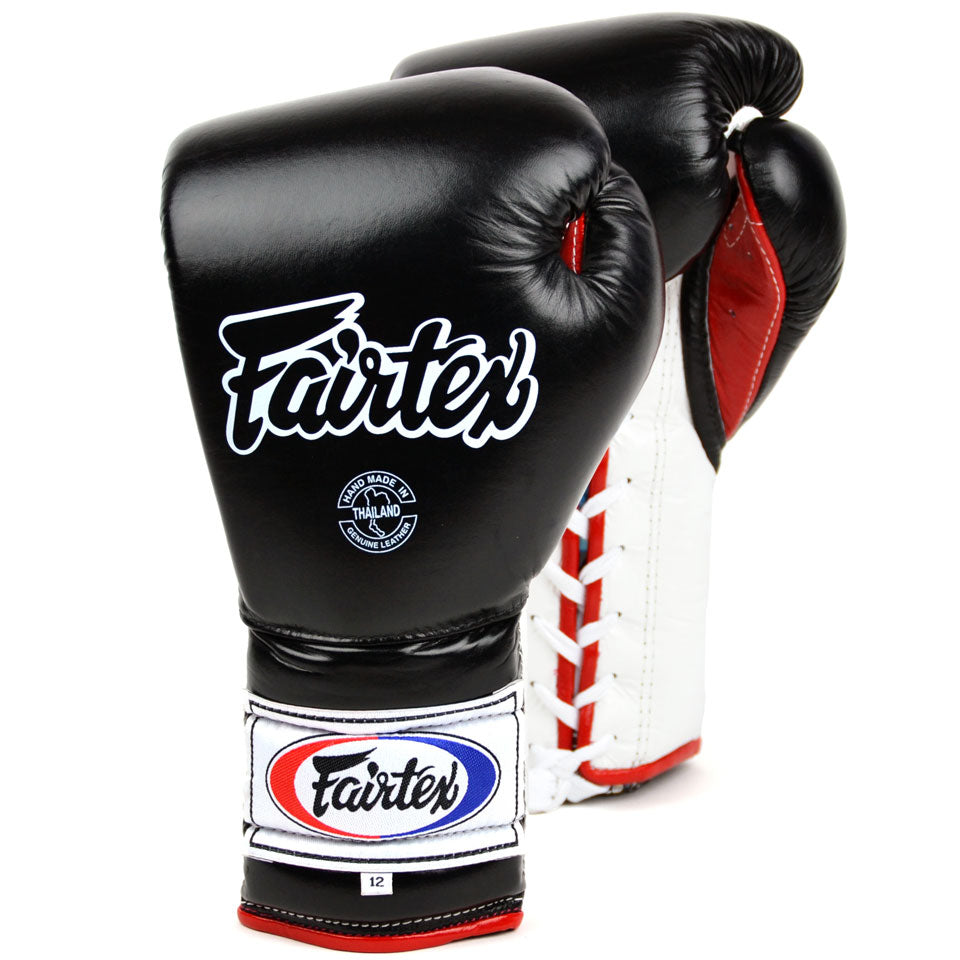 Fairtex Mexican Lace-up Boxing Gloves Black/Red