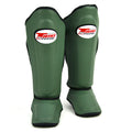 Twins Double Padded Shin Pads Olive Green