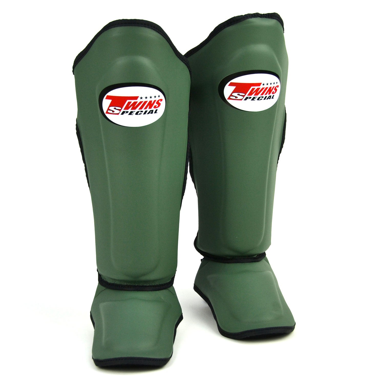 Twins Double Padded Shin Pads Olive Green