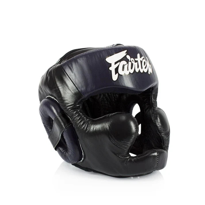 Fairtex Headguard Diagonal Vision Headguard Lace-Up HG13 Black/Blue