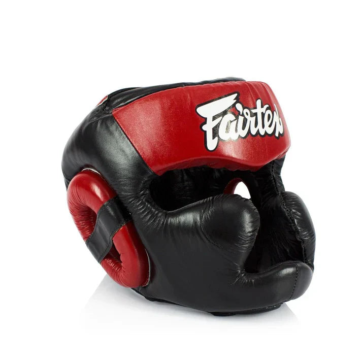 Fairtex Headguard Diagonal Vision Headguard Lace-Up HG13 Black/Red