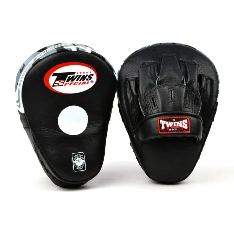 Twins Deluxe Curved Leather Focus Mitts Black