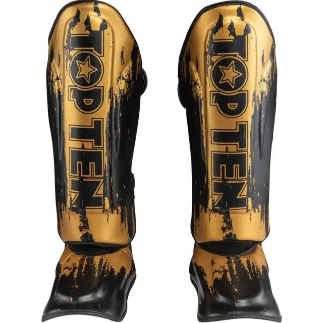 Top Ten Power Ink Golden Star Shin/Instep Guards Black/Gold